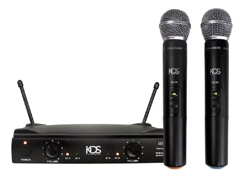 Microfone Duplo Bastão Sem Fio Kds-w382m Uhf Xlr Kadosh Cor