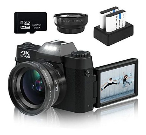 Cámara Digital Vetek W01 4k 48mp 16x 32 Gb Micro Sd -negro