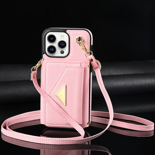 Funda Tipo Cartera Para iPhone 15 14 13 Con Correa