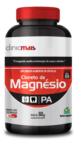 Cloreto De Magnésio 500mg - 60 Cápsulas - Chá Mais