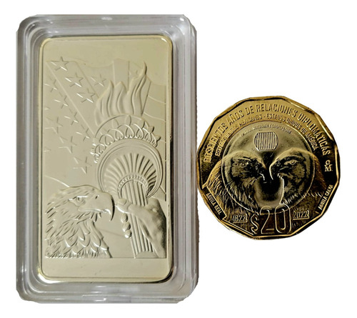 Moneda De 20 Pesos 200 Años Y Barra Águila Fantasia