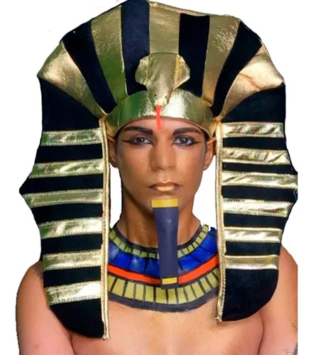 Gorro de faraón egipcio para adultos, fantasía, carnaval, color dorado