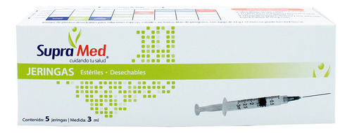Jeringas Para Insulina Supramed De 3ml Color Negro Caja Con 5 Jeringas