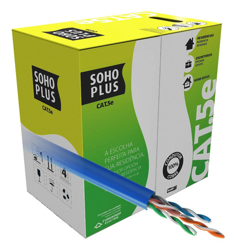 Imagem 3 de 5 de Cabo Rede Internet Cftv Cat5e Furukawa Soho Plus 305m Cmx