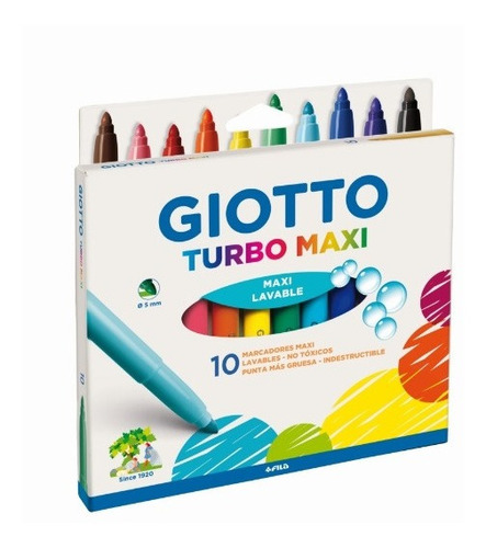 Marcadores Giotto Turbo Maxi X10 Colores Lavables No Toxicos
