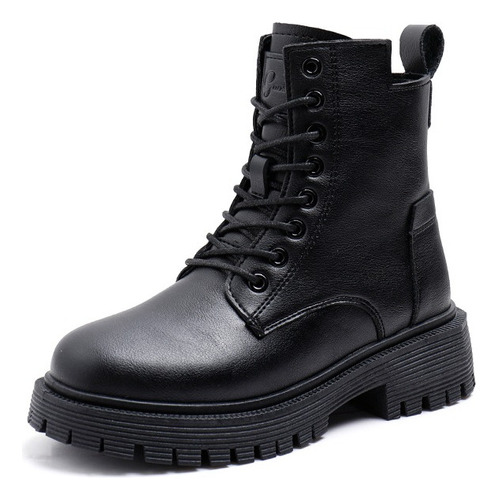 Botas Transpirables Rockeras Piel Plataforma De Dama Negro