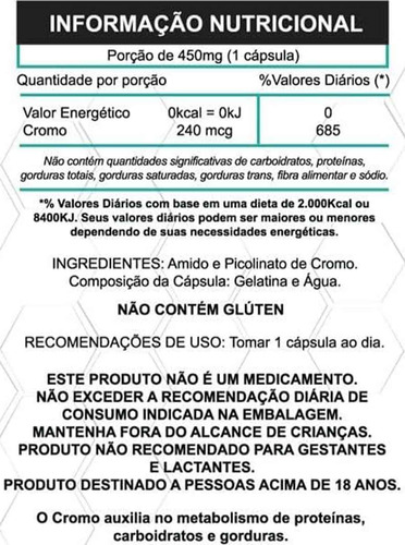 Kit 4x Picolinato De Cromo 240mcg 4x120 Cápsulas Duom
