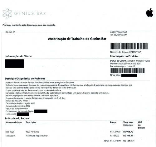 Apple iMac Core I7 (27 Inch) Hd 1tb A1312