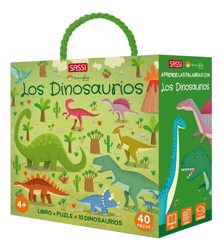 Los Dinosaurios, Col. Libro+puzzle+10 Figuras