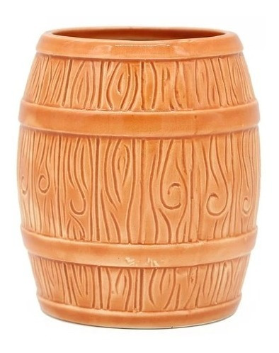 Vaso Barril 510ml Marrón Cerámica Regalo Tiki