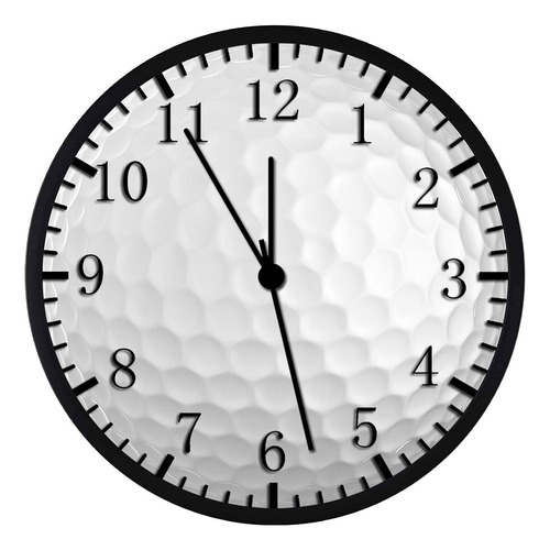 Reloj Pared Pelota Golf 12.0 in Marco Negro Cara Silenciosa