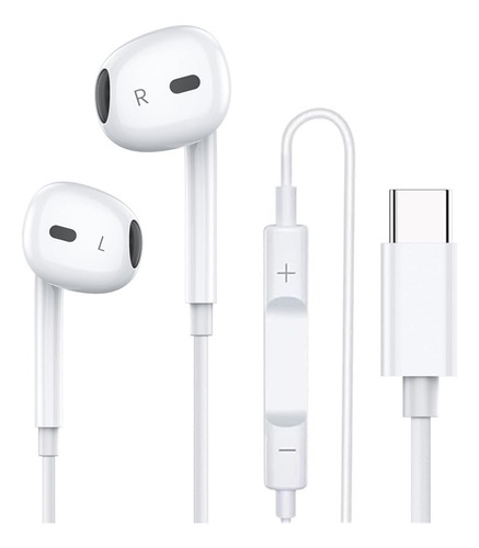 Fone De Ouvido Tipo C Microfone Samsung Xiaomi iPhone 15 Cor Branco