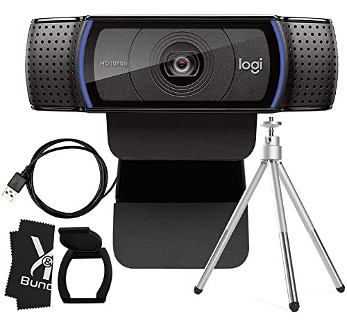 Logitech Webcam C920 Hd Pro Bundle Con Trípode, Paño De Limp