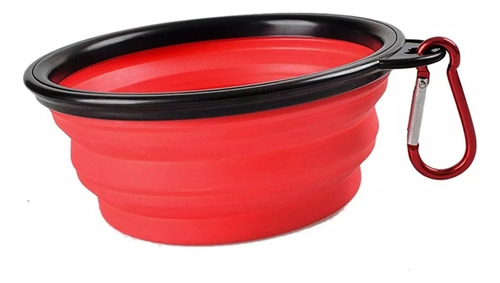Plato Portatil Plegable Silicon Mascota 450ml Perro Gato Rojo