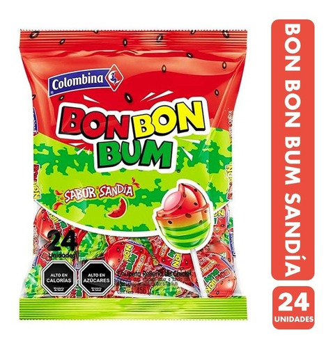Caramelo Bon Bon Bum Sandía (bolsa Con 24 Unidades)