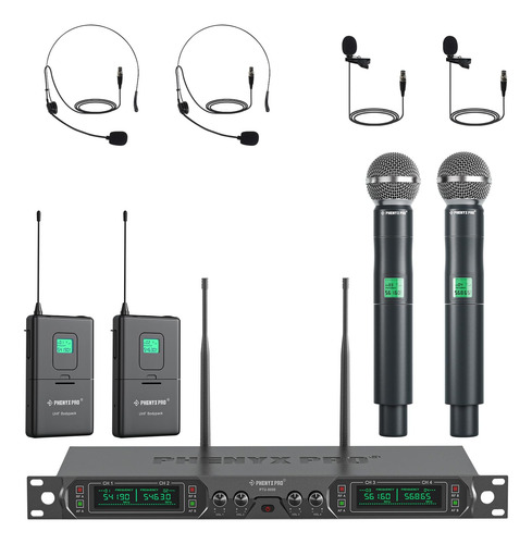 Sistema De Micrófono Inalámbrico Uhf De 4 Canales Ptu-5000 Negro