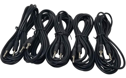 5 Cables Aux De Audio Estereo 3,5mm M/m | 3,6 M / Negro