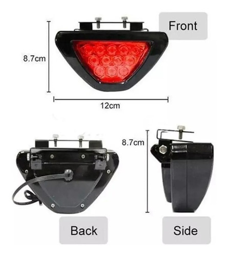 Tercer Stop Luz De Freno Auxiliar Triangular Led Roja 12v