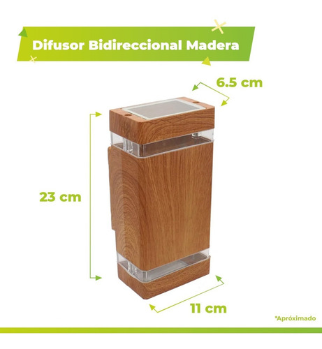 Imagen 2 de 9 de Aplique Bidireccional Aluminio Walnut Simil Madera Ip64