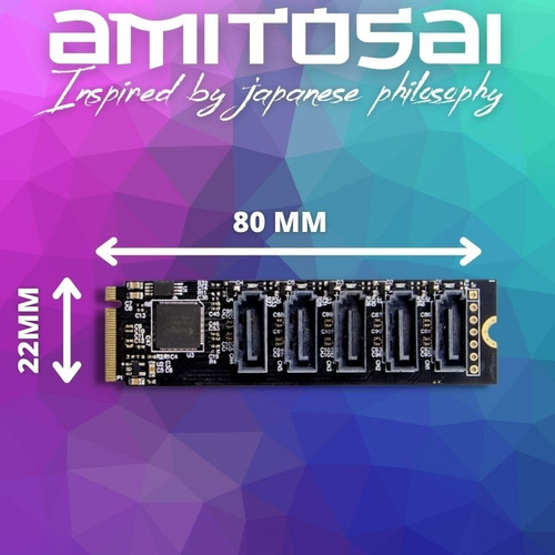 Placa Adaptadora M.2 Key M A 5 Puertos Sata 3.0 Con Cables
