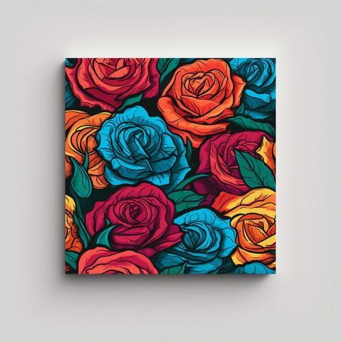 Cuadro Exclusiva De Rosas En Estilo Pop Art Vibrante 50x50cm