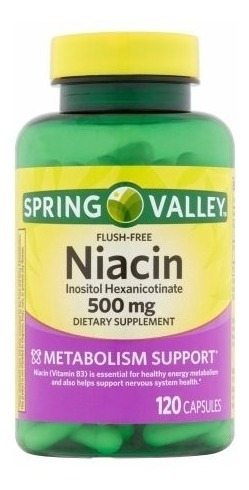Niacin Spring Valley 500mg Com 120 Cps - Niacina