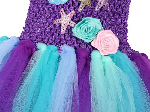 Imagen 7 de 7 de Conjunto Disfraz Vestido Sirena Sirenitaariel Niña Navidad