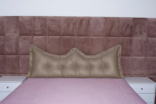 Almofada Encosto Coroa Queen 160 Cm Marrom-claro Lisa