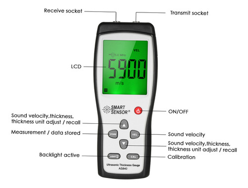 Medidor De Espesor Ultrasónico Profesional Smart Sensor
