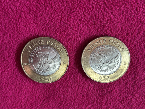 1 Moneda De 20 Pesos De Fuerza Aerea Mexicana Circula Escasa (Usado)