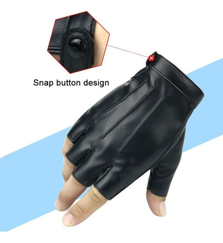 Nuevo 1 Par De Guantes De Medio Dedo De Cuero Pu For