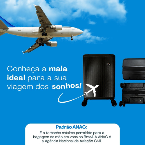 Mala De Viagem Bordo Abs Rígida 4 Rodas 360º World Onboard Dkl327 Preto