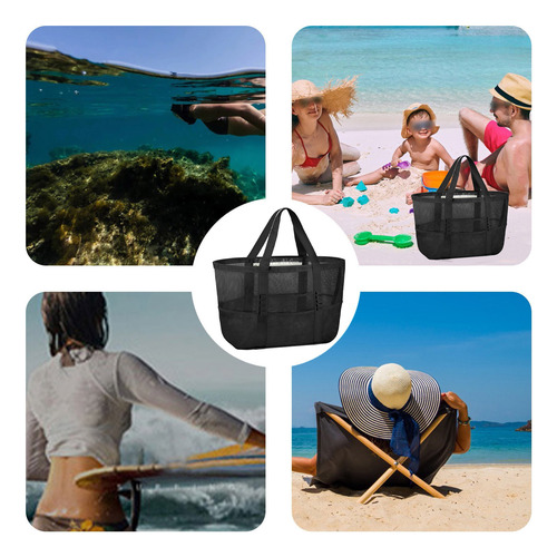 Bolsa De Praia Feminina De Malha, Sacola De Praia Grande, Fe