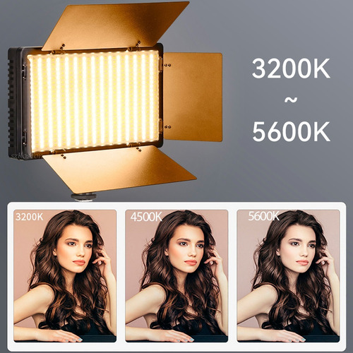 Iluminador Led 600 Com Tripé y Fonte Bicolor Youtuber Cor da estrutura Preto Equifoto KITROLED600