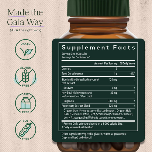 Suplemento Gaia Herbs Adrenal Health Daily Support 120 Cápsu