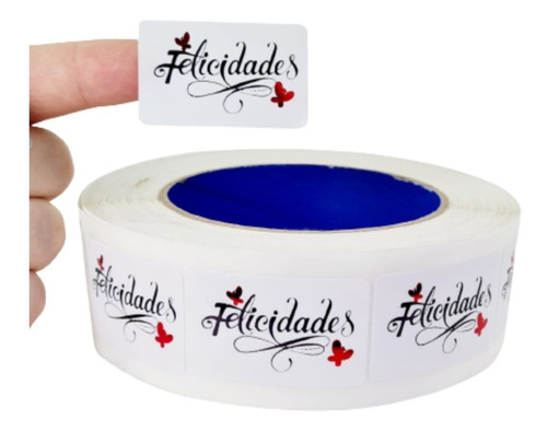 Etiqueta Adesiva Dourada P/ Presente - Felicidades - 100un
