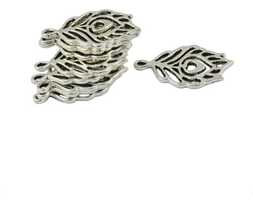 . 50pcs Plata Tibetana De Filigrana Hueca Pluma De Pavo Real