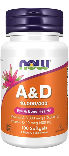 Vitamin A & D 100 Softgels Now Salud Ocular Y De Los Huesos