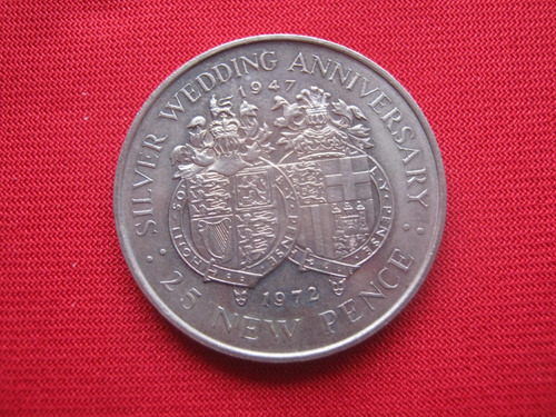 Gibraltar 25 Pence 1972 Bodas De Plata