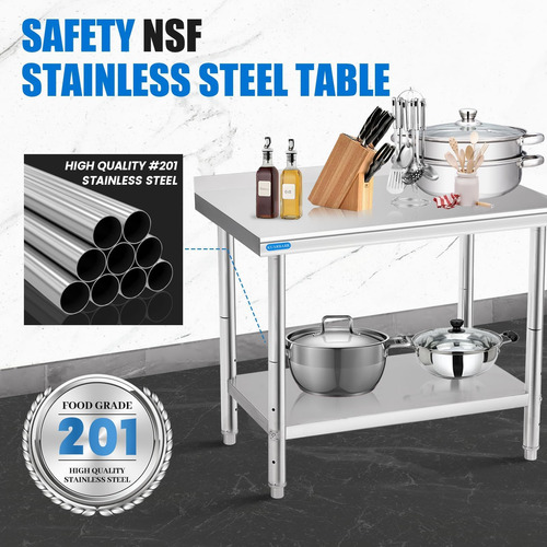 Mesa De Acero Inoxidable Para Cocina Comercial Con Protector