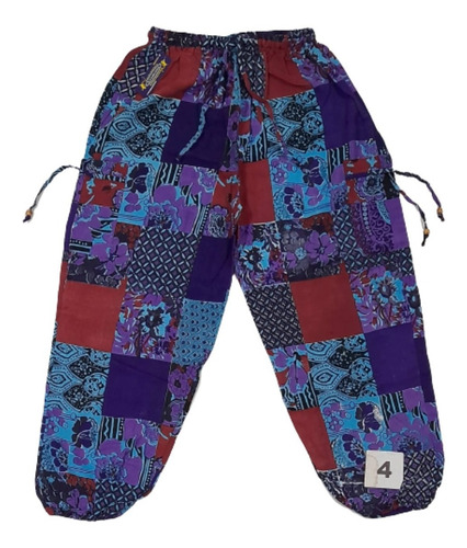 Imagen 3 de 6 de Pantalon Babucha Yoga Meditación Simil Patchwork Algodon Big