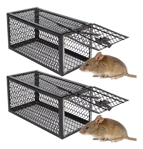 2 X Jaula Trampa Ratones Roedor De Metálico 24cmx11cm