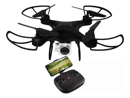 Drone Con Camara Transmite En Vivo Celular Fpv Wifi Negro