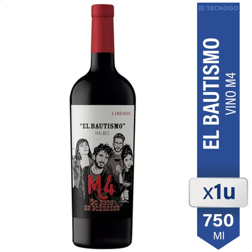 Vino El Bautismo Malbec Tinto 750ml Liga De Los Enologos M4