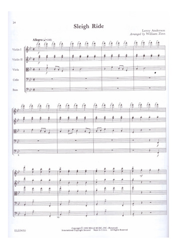 Leroy Anderson For Strings (conductor) String Quartet Or Str