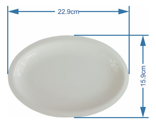20 Platos Tampiqueños Mini Blanco 22.9cm 332ml Ovalado