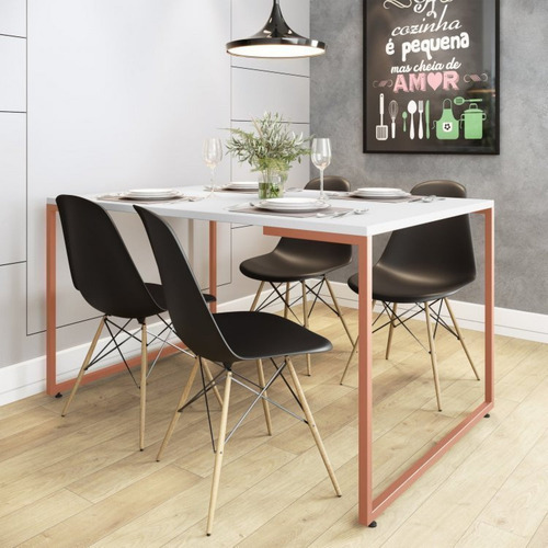 Juego de mesa de comedor industrial con base de 4 sillas