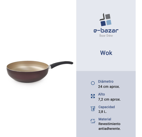 Olla Wok Antiadherente S/ Tapa Panelux Premium 24 Cm