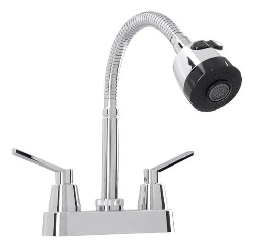 Mezcladora De Cuello Flexible, 4´´ Para Lavabo Dica 4030 Acabado Cromado Color Plateado