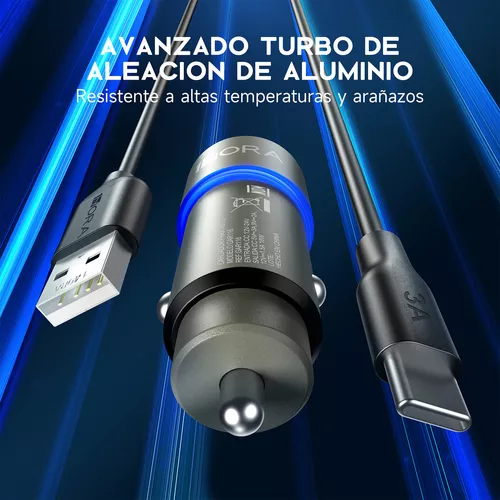 1 Hora Cargador para Auto Carga Rápida 18W, Cargador Carro USB QC 3.0 con  Cable Tipo